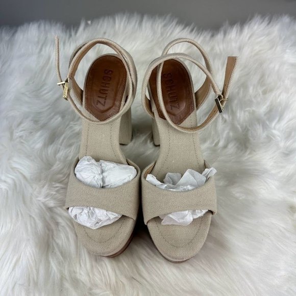 SCHUTZ Cream and Tan Platform Heels - Picture 4 of 8